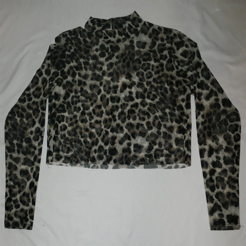 Leopard Print Mesh Long Sleeve
